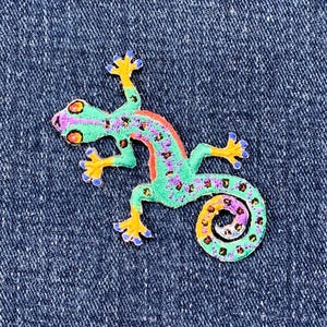 Gecko Applique Patch - Embroidered Reptile Badge 2.5" (Iron On)