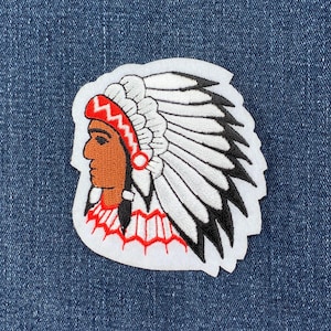 Native American Indian Patch - Embroidered Headdress Badge 3.25" (Iron on)
