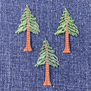 3-Pack Mini Evergreen Tree Applique Patch - Conifer Pine Sequoia Redwood 1.75&quot; (Iron on)