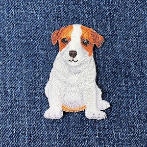 Jack Russell Terrier Applique Patch - Embroidered Puppy Dog Badge 2-1/8" (Iron On)
