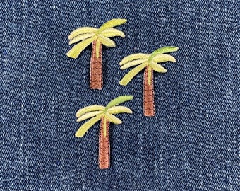 Mini Palm Tree Iron On Applique Patch - Embroidered Tropical Decor (3-Pack)