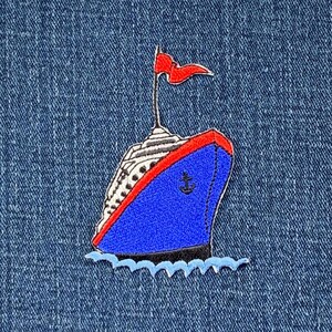 Cruise Ship Applique Patch - Vacation Ship Sail Voyage Embroidered Badge 3" (Iron on)