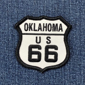 Oklahoma Route 66 Patch - Embroidered Tulsa OK Badge 2.5" (Iron On)