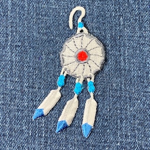 Dream Catcher Applique Patch - Embroidered Native American Indian Feathers Badge 2.75" (Iron On)