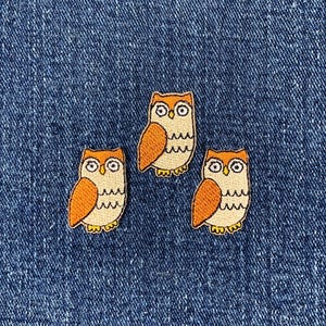 3-Pack Owl Applique Patch - Mini Embroidered Animal Badge 1" (Iron On)