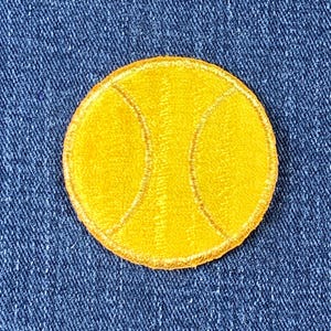 Tennis Ball Applique Patch - Metallic Gold Embroidered Sports Ball Badge 2&quot; (Iron Or Sew On)