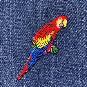 Parrot Applique Patch - Embroidered Macaw Bird Badge 4" (Iron On)
