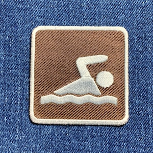 Swimming Patch - Lake Pool Park Sign Recreational Activity Embroidered Badge 2&quot; (Iron on)