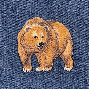Bear Applique Patch - Embroidered Kodiak Grizzly Animal Badge 2.25" (Iron On)
