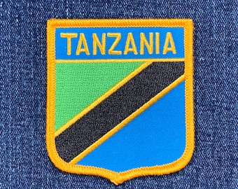 Tanzania Patch - Embroidered Flag Shield Badge 2.75" (Iron On)