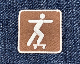 Skate Park Patch - Embroidered Skateboard Skatepark Sign Badge 2" (Iron On)