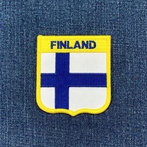 Finland Patch - Embroidered Nordic Flag Shield Badge 2.75" (Iron On)