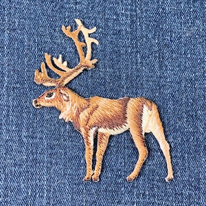 Elk Applique Patch - Embroidered Reindeer Caribou Animal Badge 2-7/8" (Iron On)