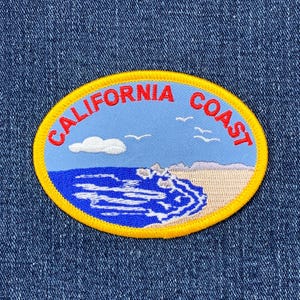 California Coast Patch - Embroidered Beach Sand & Surf Badge 3.5" (Iron On)