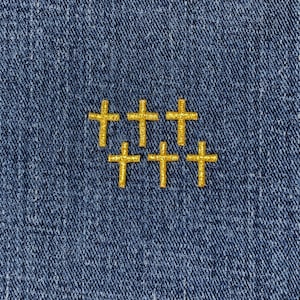 Lot de 6 patchs appliqués en croix - Mini insigne du Christ Jésus brodé en or 1/2" (fer à repasser)