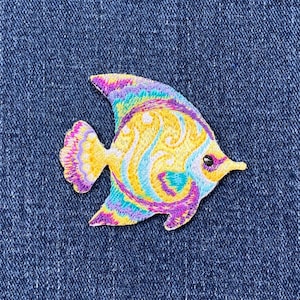 Tropical Yellow Fish Applique Patch - Embroidered Ocean Snorkeling Badge 2.5" (Iron On)