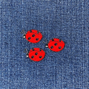3-Pack Ladybug Applique Patch - Mini Embroidered Insect Lady Bug Badge 1" (Iron On)
