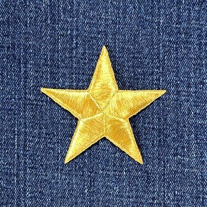 Gold Star Applique Patch - Metallic Thread Embroidered Badge 2.25" (Iron On)