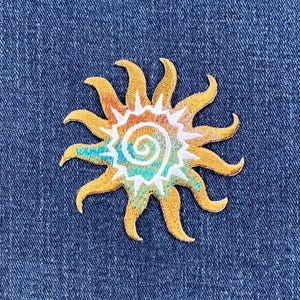 Southwest Sun Applique Patch - Embroidered Solar System & Star Badge 2.75" (Iron On)