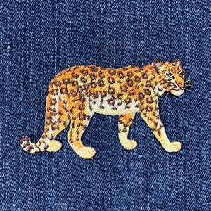 Leopard Applique Patch - Embroidered Cougar Cheetah Panther Badge 3-3/8" (Iron On)