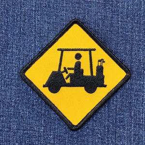 Golf Cart Crossing Patch - Embroidered Golf Course Sign Badge 3-5/8" (Iron On)