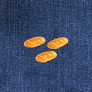 3-Pack French Bread Applique Patch - Embroidered Baguette Bakery & Food Badge 1-1/8" (Iron On)