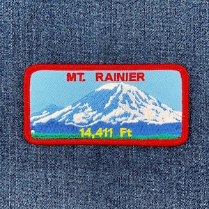 Mount Rainier Patch - Embroidered Washington Hiking Badge 4" (Iron On)
