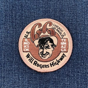 Will Rogers Highway Patch - Embroidered Route 66 Los Angeles Badge 3" (Iron On) image 1