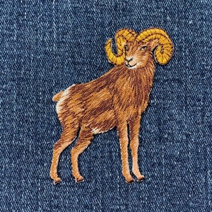 Ram Applique Patch - Embroidered Big Horned Sheep Animal Badge 2.5" (Iron On)