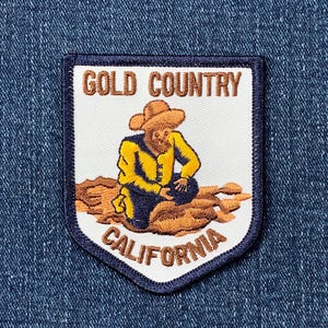 Gold Country California Patch - Placer Miner Panning Embroidered Mining Badge 3-1/8" (Iron On)