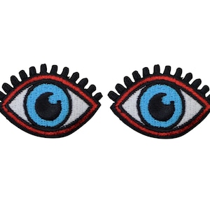 2er-Pack Blaues Auge Patch - besticktes dekoratives Abzeichen 4,5 cm (aufbügelbar)