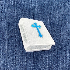 Holy Bible Applique Patch - Embroidered Christ Jesus Cross Badge 3" (Iron On)