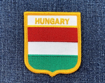 Écusson Hongrie - Insigne de bouclier de drapeau brodé 2,75 pouces (repassage)