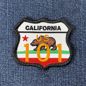 Landstraße 101 Kalifornien Flagge Patch - gesticktes Landstraße Schild Abzeichen 2-7 / 8 "(Iron On)