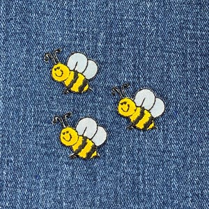 3er-Pack Bienen Applikation Patch - Gestickte Hummel Insekt Abzeichen 2,5 cm (Eisen auf)