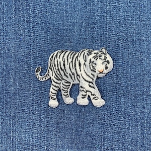 White Tiger Applique Patch - Embroidered Bengal Animal Badge 2.5" (Iron On)