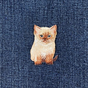 Siamese Kitten Applique Patch - Embroidered Cat Badge 2-1/8" (Iron On)