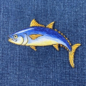 Tuna Fish Applique Patch - Embroidered Ahi Albacore Blue Fin Fishing Badge 3.25" (Iron On)