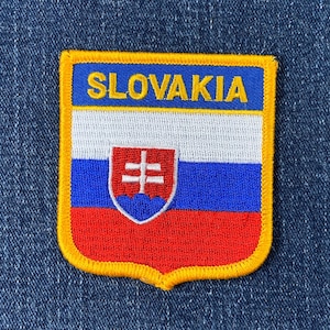 Slovakia Patch - Embroidered Flag Shield Badge 2.75" (Iron Or Sew On)
