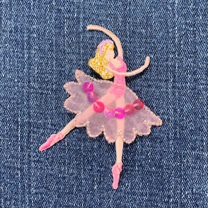 Sequin Ballerina Applique Patch - Embroidered Ballet Dancer Badge 3" (Iron On)