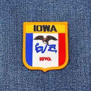 Iowa Patch - Embroidered Flag Shield Badge 2.75" (Iron On)