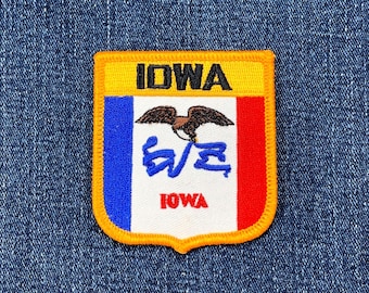 Iowa Patch - Embroidered Flag Shield Badge 2.75" (Iron On)