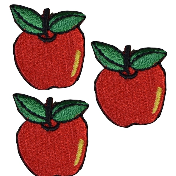 Mini Apple Applikation Aufnäher - Obst, Essen Abzeichen 1 Zoll (3er-Pack, zum Aufbügeln)