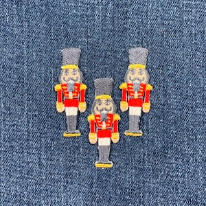 3-Pack Nutcracker Applique Patch - Embroidered Christmas & Holiday Badge 1.5" (Iron On)