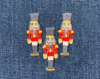 3-Pack Nutcracker Applique Patch - Embroidered Christmas & Holiday Badge 1.5" (Iron On)