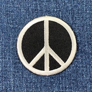 Peace Sign Patch - Embroidered Black & White World Peace Badge 2&quot; (Iron Or Sew On)