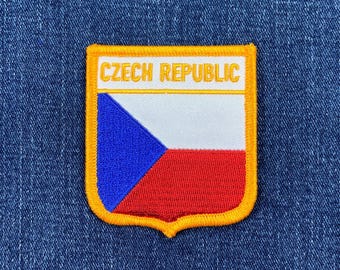 Czech Republic Patch - Embroidered Czechia Flag Shield Badge 2.75" (Iron On)