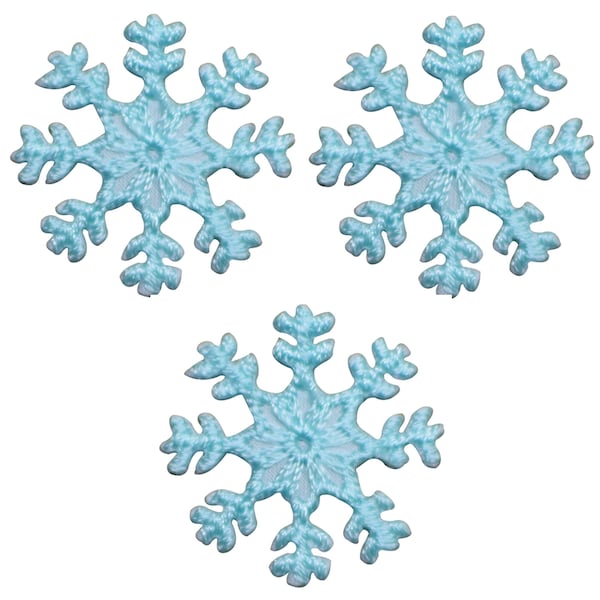 Mini Cyan Snowflake Applique Patch - Snow Winter Badge 1" (3-Pack, Iron on)