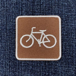 Bicycle Patch - Embroidered Bike Trail Sign Badge 2" (Iron On)