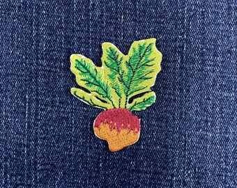 Steckrüben-Applikationsaufnäher – Gesticktes Gemüse-Abzeichen 5 cm (zum Aufbügeln)